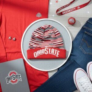 Official Headwear Ohio State Buckeyes Striped Knit Beanie